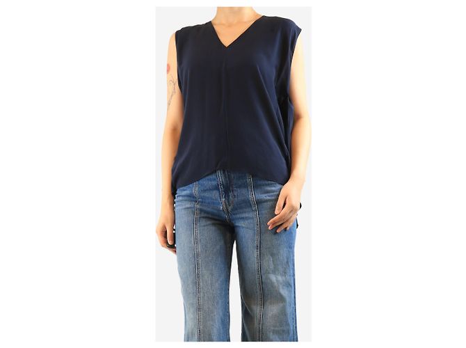Autre Marque Ärmellose Seidenbluse in Navy - Größe UK 10 Marineblau - Ansicht 3