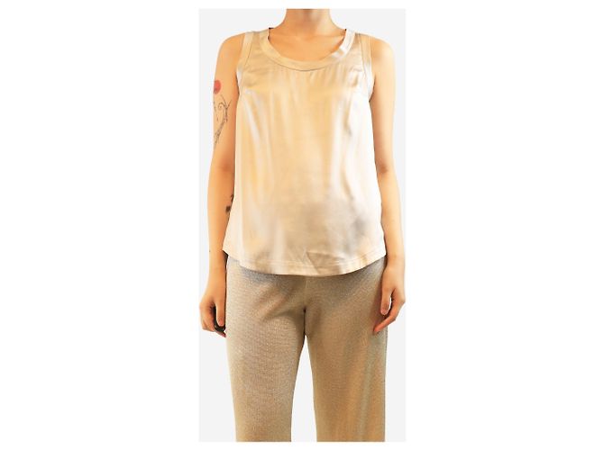 Brunello Cucinelli Neutrales Satin-Tanktop mit Rundhalsausschnitt - Größe M - Ansicht 3