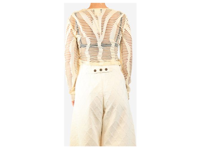 Dior Langärmeliges Cutout-Top in Creme - Größe UK 10 Roh - Ansicht 2