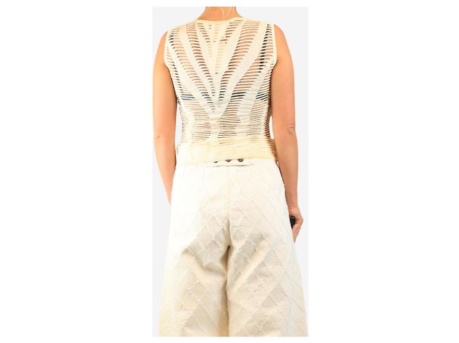 Dior Ärmelloses Cutout-Top in Creme - Größe UK 12 Roh - Ansicht 3