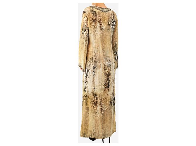 Autre Marque Neutrales Midikleid mit Reptil-Verzierungen - Größe L - Ansicht 2