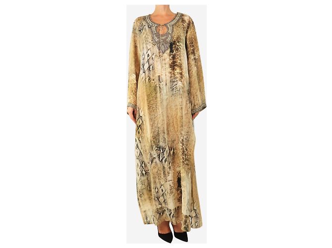 Autre Marque Neutrales Midikleid mit Reptil-Verzierungen - Größe L - Ansicht 3