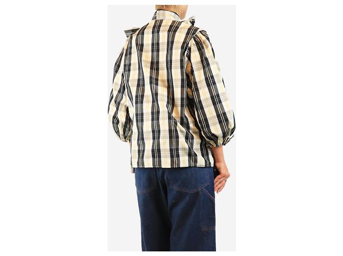 Red Valentino Camicetta a maniche a sbuffo a quadretti bianchi e neri - taglia UK 14 Nero - vista 2