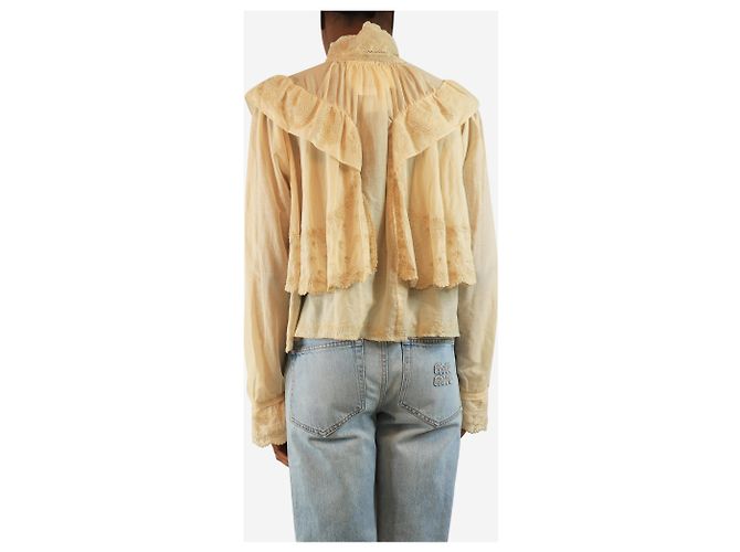 Isabel Marant Etoile Blusa de babados bordados neutra - tamanho UK 6 - vista 2