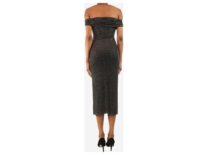 Self portrait Schwarzes Midikleid mit Hotfix-Strasssteinen - Größe UK 8 - Ansicht 2