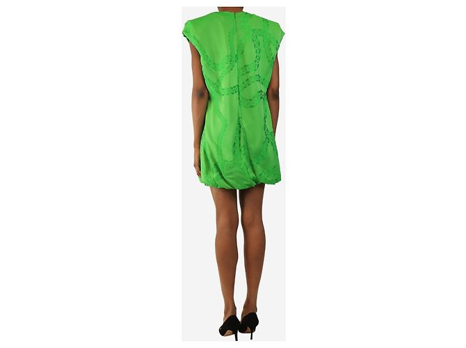 Stella Mc Cartney Mini-Kleid aus grünem Jacquard mit Kette - Größe UK 4 - Ansicht 2