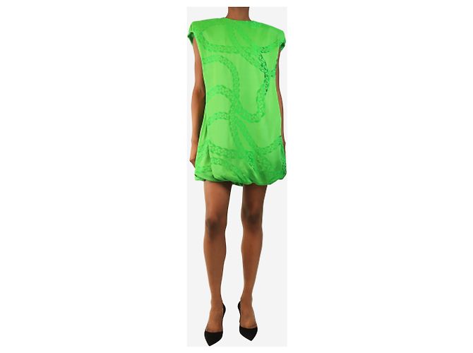 Stella Mc Cartney Mini-Kleid aus grünem Jacquard mit Kette - Größe UK 4 - Ansicht 4