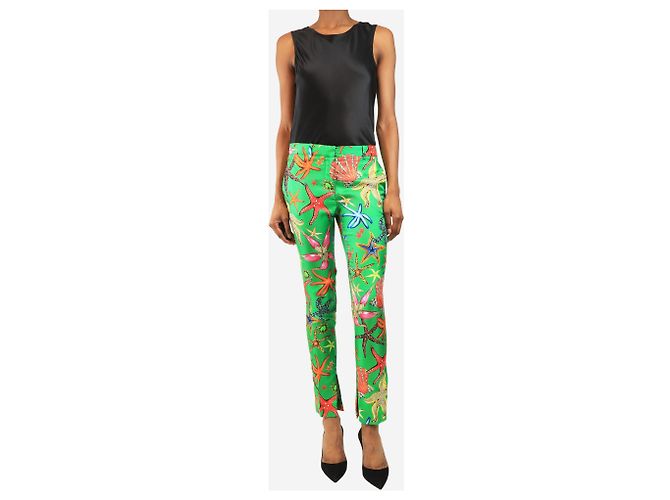 Versace Pantalones con estampado de conchas verdes - talla UK 4 - vista 2