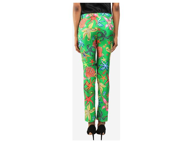 Versace Pantalones con estampado de conchas verdes - talla UK 4 - vista 3