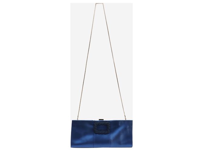 Roger Vivier Blaue Satin-Clutch - Ansicht 2