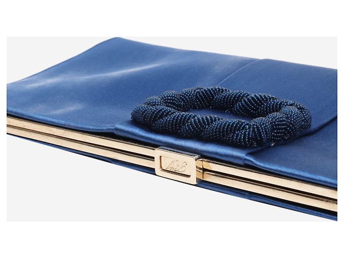 Roger Vivier Blaue Satin-Clutch - Ansicht 4