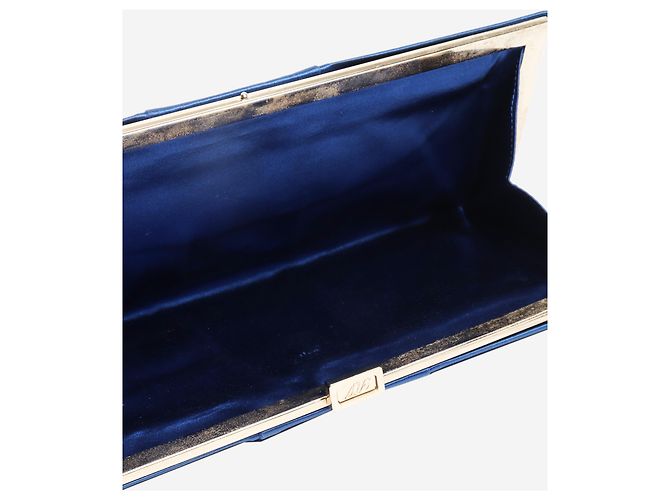 Roger Vivier Blaue Satin-Clutch - Ansicht 5
