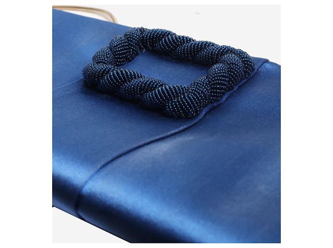 Roger Vivier Blaue Satin-Clutch - Ansicht 6