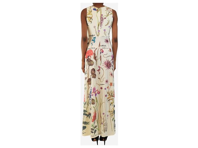 Roberto Cavalli Off-white Blumen Maxi-Kleid - Größe UK 8 Weiß - Ansicht 2