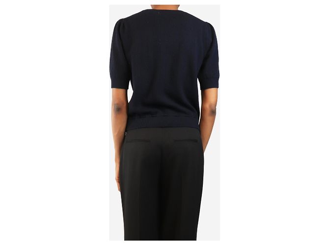Frame Denim Top de punto azul marino de manga corta - talla S - vista 2