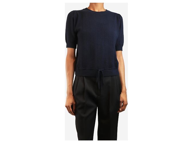 Frame Denim Top de punto azul marino de manga corta - talla S - vista 3
