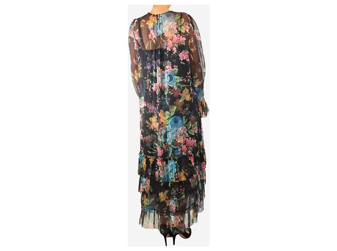 Zimmermann Schwarzes transparentes Kleid mit Rüschen und Blumen - Größe UK 10 - Ansicht 2