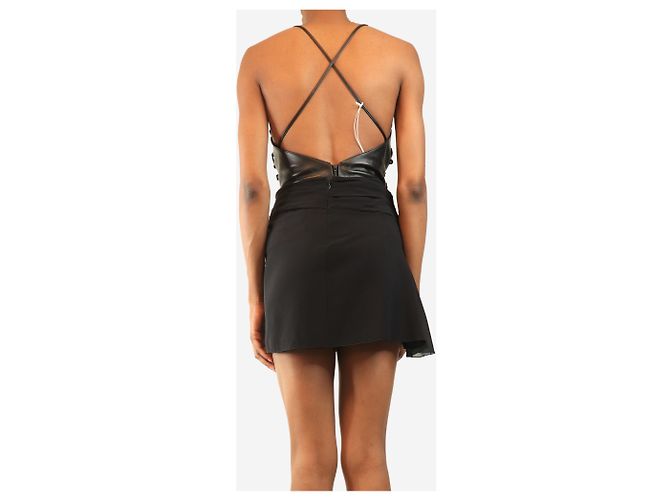 Autre Marque Black Iris Leder-Schnür-Top - Größe UK 8 Schwarz - Ansicht 2