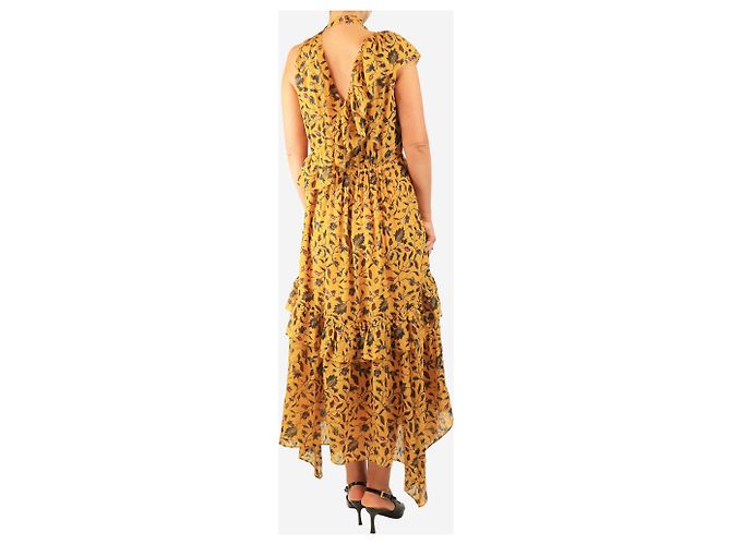 Ulla Johnson Maxikleid mit Rüschen und gelbem Blumenprint - Größe UK 14 - Ansicht 2