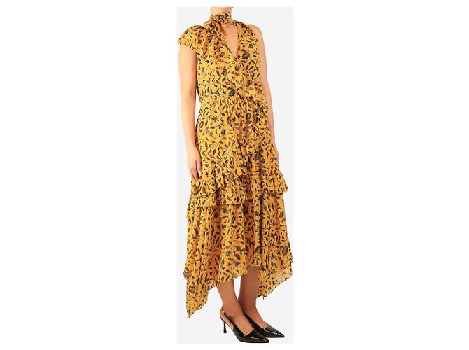 Ulla Johnson Maxikleid mit Rüschen und gelbem Blumenprint - Größe UK 14 - Ansicht 3