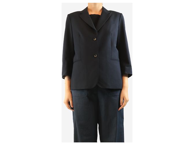 The row Navy wool-blend blazer - size UK 16 Navy blue - view 3
