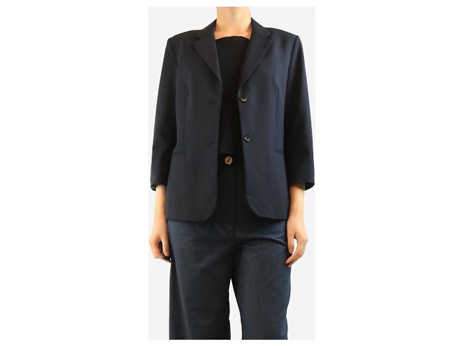 The row Navy wool-blend blazer - size UK 16 Navy blue - view 4