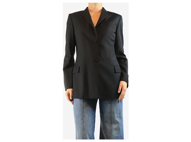 Jil Sander Schwarzer Seidenblazer - Größe UK 12 - Ansicht 3