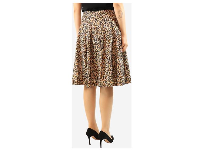 Dries Van Noten Falda midi de seda con motivos florales - talla UK 12 Multicolor - vista 2