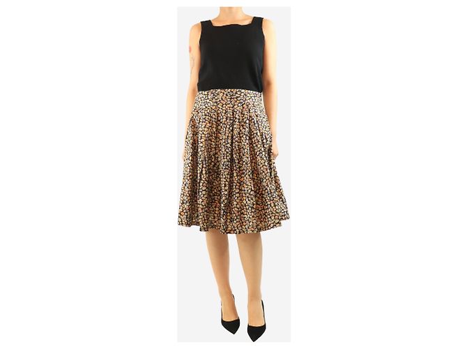 Dries Van Noten Falda midi de seda con motivos florales - talla UK 12 Multicolor - vista 3