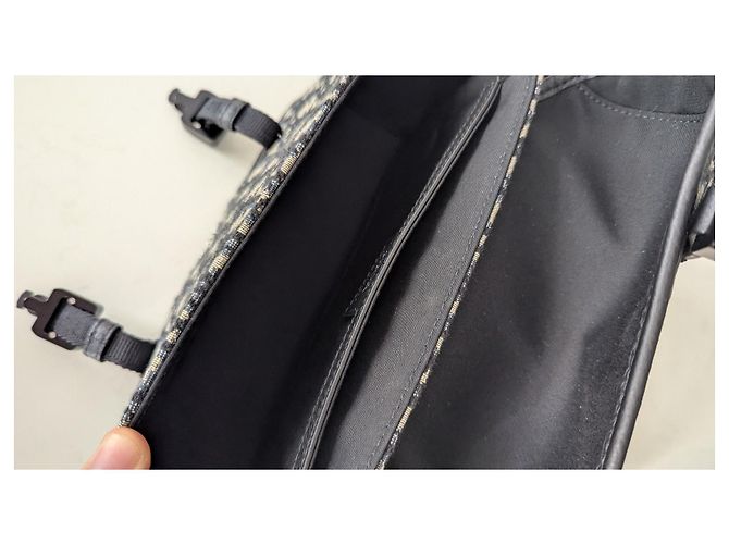 Borsa a tracolla Christian Dior Oblique in jacquard Beige Blu scuro - vista 6