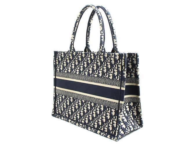 Borsa Book Tote Medium Christian Dior Dior Oblique con ricamo Blu navy - vista 2