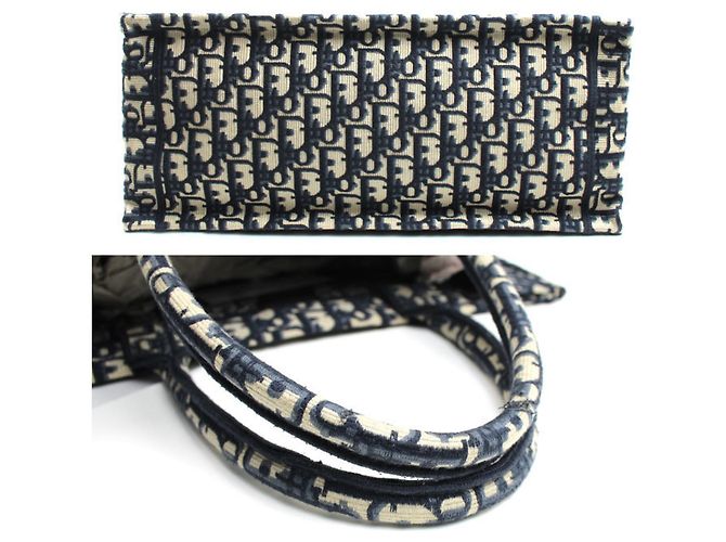 Borsa Book Tote Medium Christian Dior Dior Oblique con ricamo Blu navy - vista 3