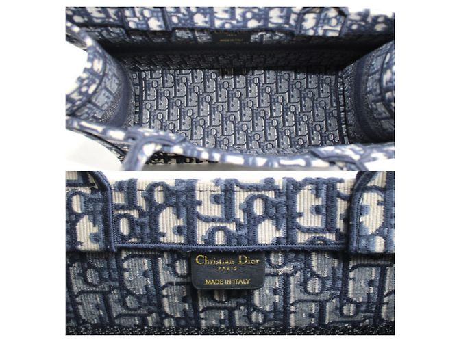 Borsa Book Tote Medium Christian Dior Dior Oblique con ricamo Blu navy - vista 4