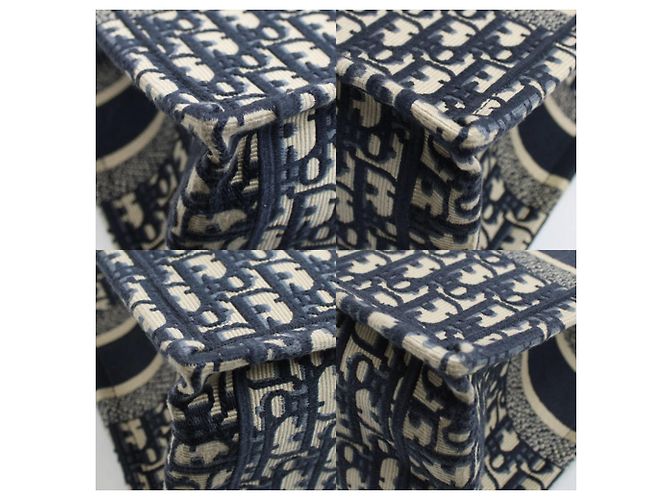 Borsa Book Tote Medium Christian Dior Dior Oblique con ricamo Blu navy - vista 5