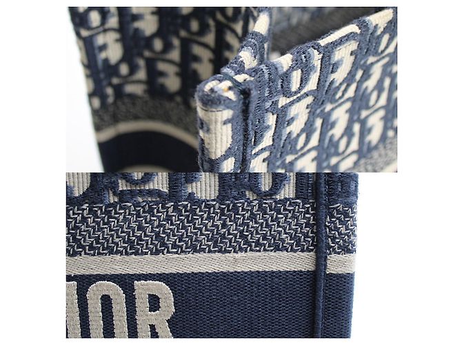 Borsa Book Tote Medium Christian Dior Dior Oblique con ricamo Blu navy - vista 6
