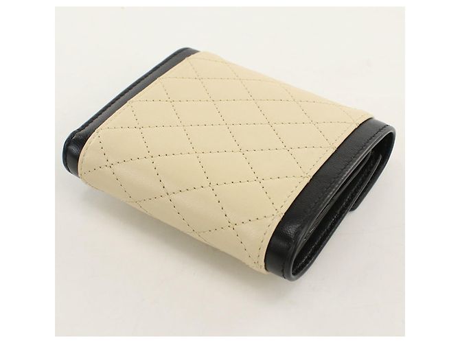 Saint Laurent Tri-Fold Wallet aus beigem Lammleder - Ansicht 2