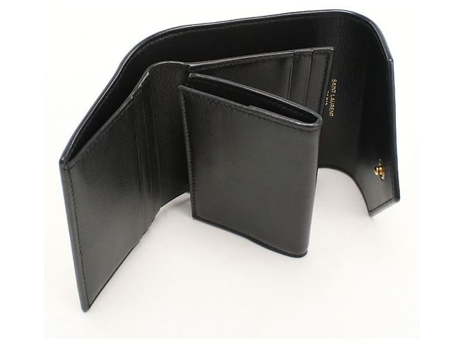 Saint Laurent Tri-Fold Wallet aus beigem Lammleder - Ansicht 3