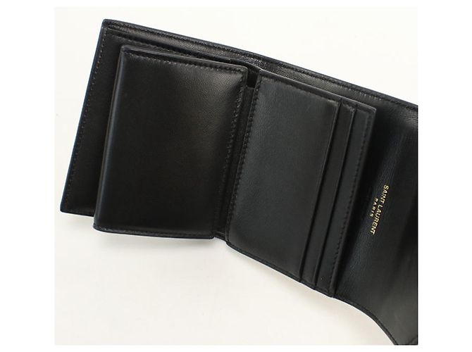 Saint Laurent Tri-Fold Wallet aus beigem Lammleder - Ansicht 4