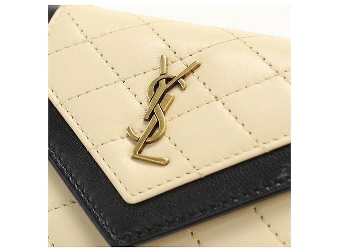 Saint Laurent Tri-Fold Wallet aus beigem Lammleder - Ansicht 5