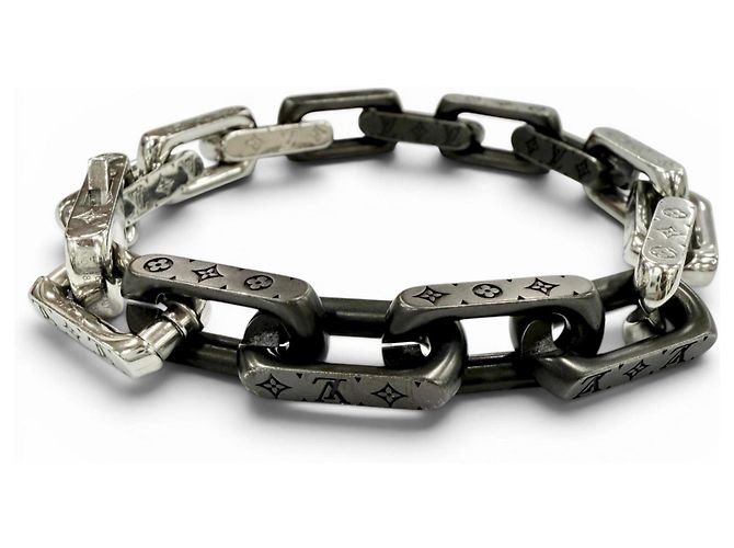 Bracciale a catena Monogram Louis Vuitton Nero Argento - vista 3