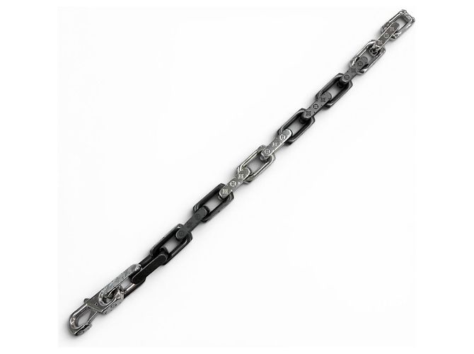 Bracciale a catena Monogram Louis Vuitton Nero Argento - vista 4
