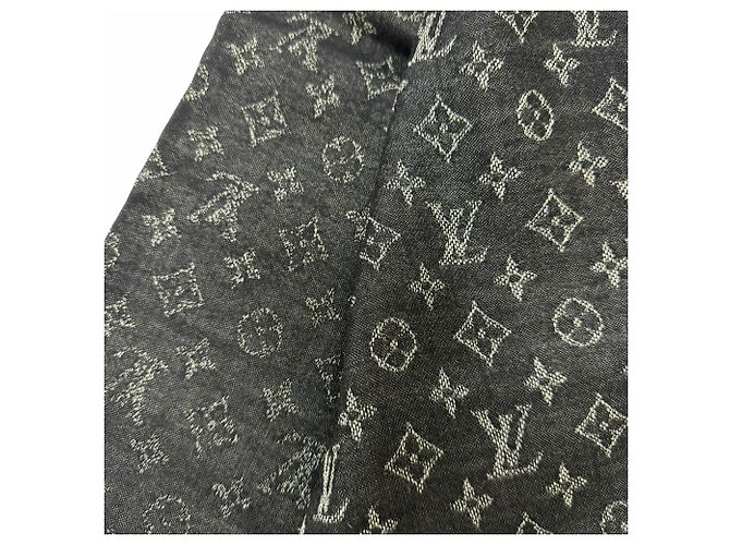 Stola in lana e seta con motivo Monogram Louis Vuitton Marrone Nero - vista 4