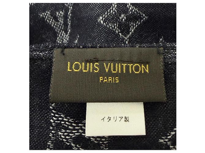 Stola in lana e seta con motivo Monogram Louis Vuitton Marrone Nero - vista 6