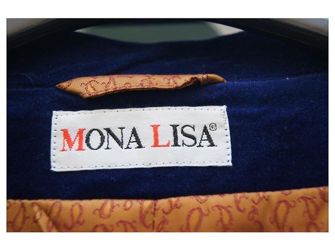 Autre Marque Mona Lisa dunkelblaue Samtjacke mit Wildleder-Ellbogenpatches Braun - Ansicht 7