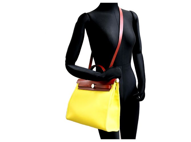 Hermès Hermes Herbag Zip PM Handtasche Gelb - Ansicht 9