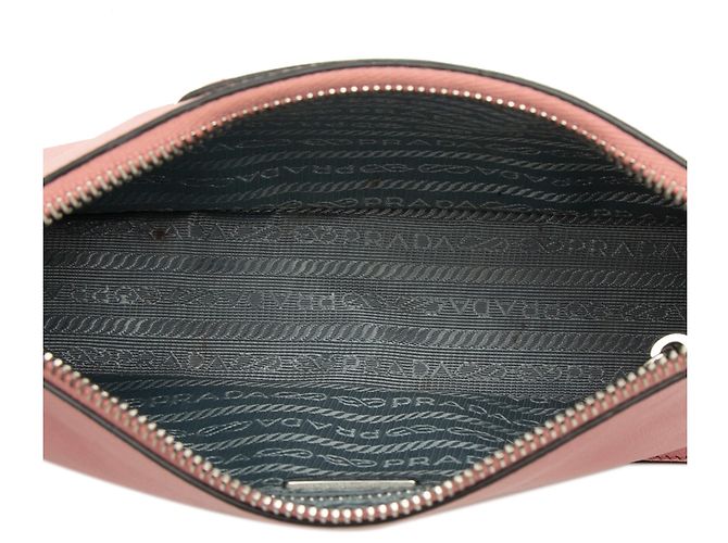 Borsa a Spalla Prada Pink Glace Calf Etiquette Rosa - vista 4