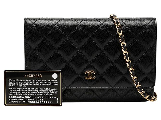 Chanel Black CC gesteppte Caviar Wallet on Chain Schwarz - Ansicht 7