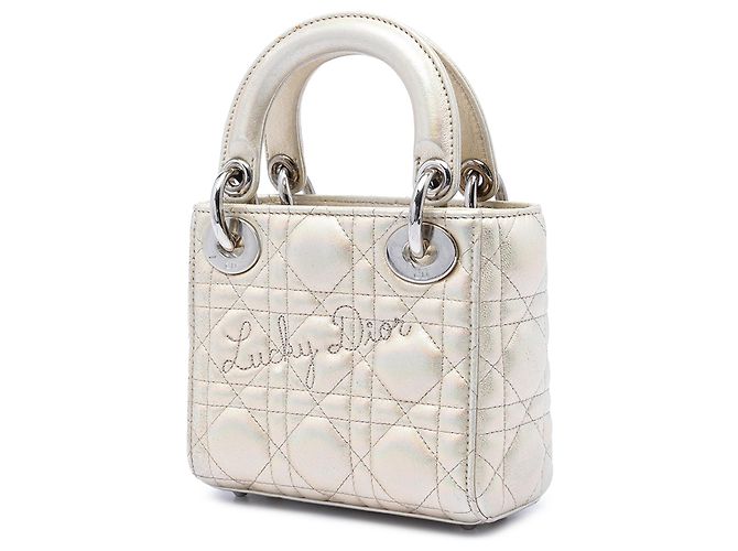Lady Dior Lucky Dior Cannage in pelle di vitello micro metallizzata oro Dior D'oro - vista 2