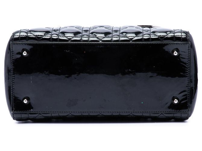Dior Lady Dior Cannage Schwarz Lackleder Größe Medium - Ansicht 3