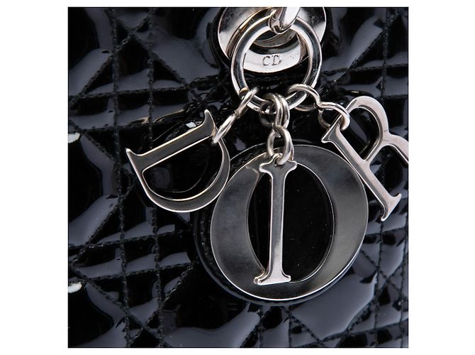 Dior Lady Dior Cannage Schwarz Lackleder Größe Medium - Ansicht 5
